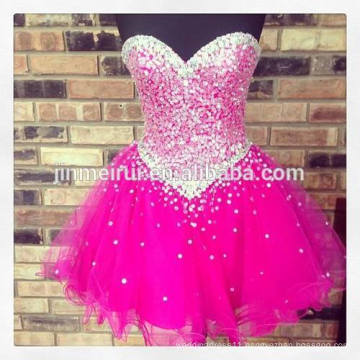 2014 New Arrival Real Sample Picture Charming Fuchsia Sweetheart Sequins Short Mini Homecoming Dress Women Free Shipping JHD019